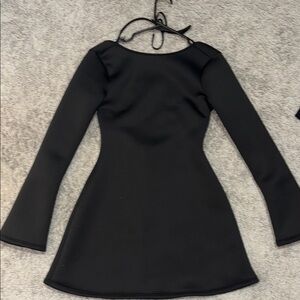 Fashion Nova Black Peplum Mini Dress with Bell Sleeves